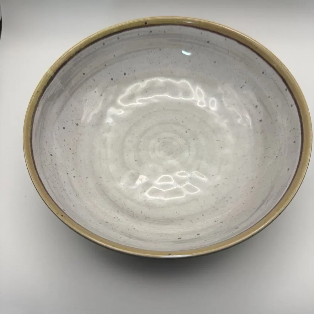 Food Network Set of 6 Melamine Dinner Cereal Bowls Beige with Brown Border